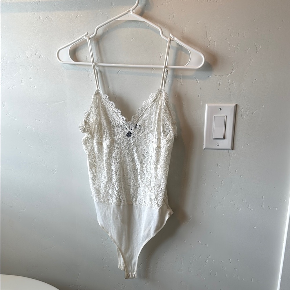 Forever 21 Lace Bodysuit in White